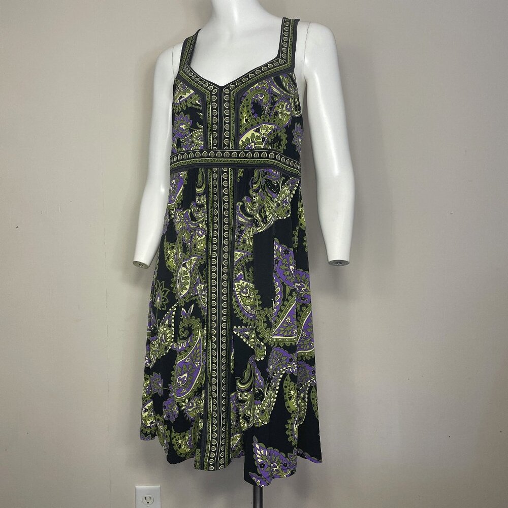 Y2K Midi Dress Apt 9 Sz Small Paisley Print 90s Whimsigoth Black Purple Babydoll